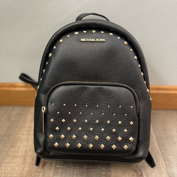 Gold Studded Michael Kors black Backpack - Picture 1 of 9
